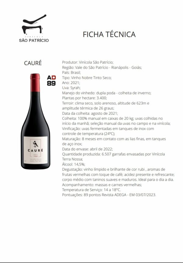 Vinho Tinto Cauré Syrah 2021 - 750 ml - 2