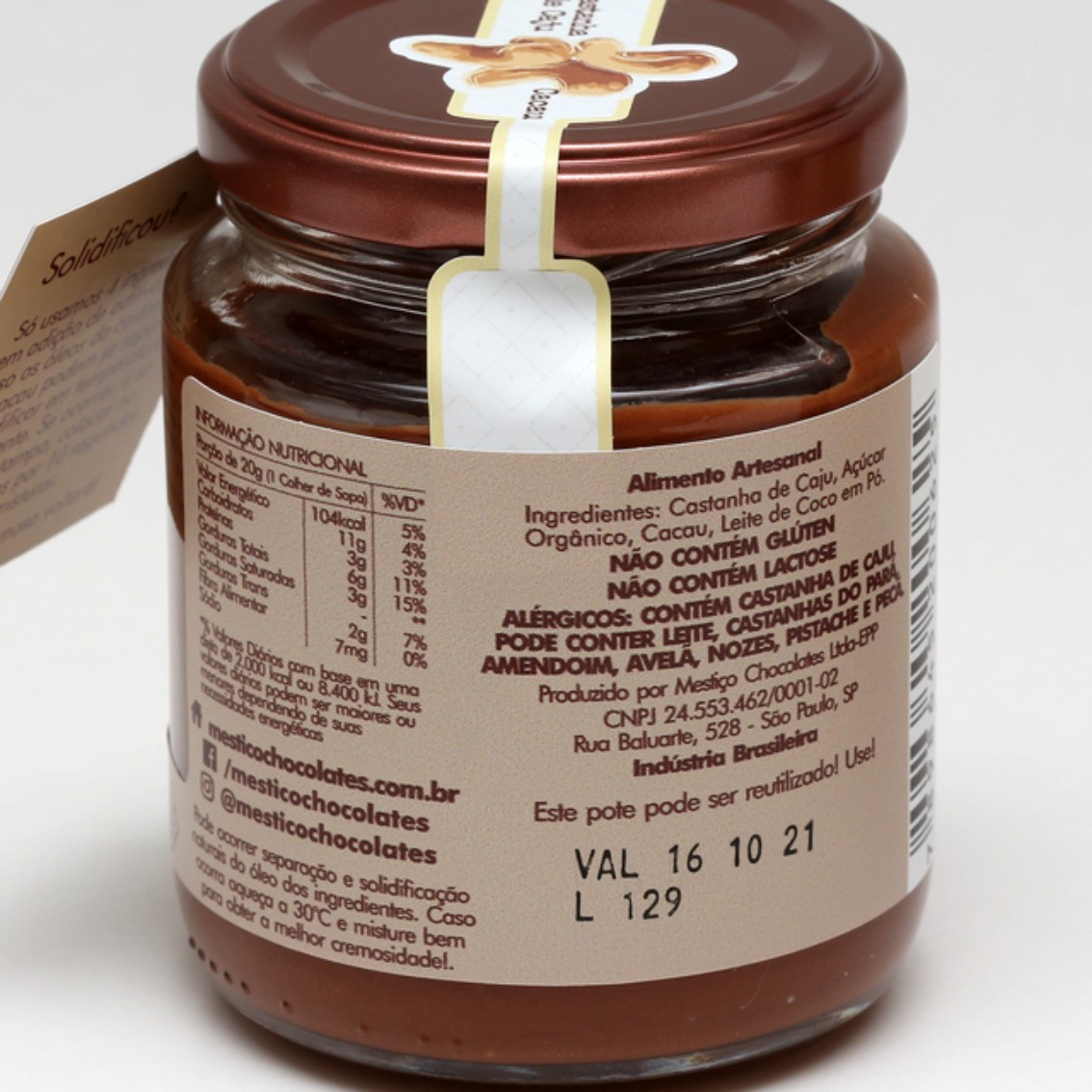 Pasta de Castanha de Caju e Cacau - Mestiço - 210g