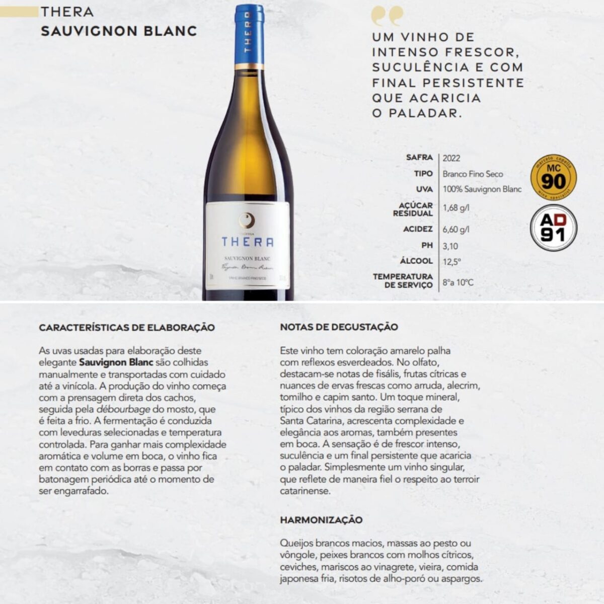 Vinho Branco Thera Sauvignon Blanc - 750ml