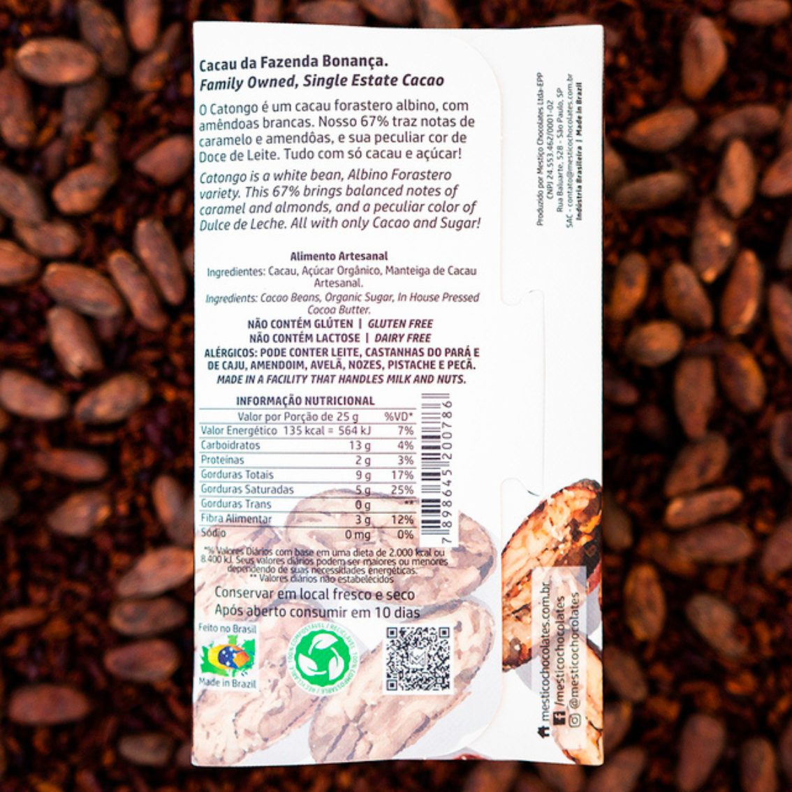 Chocolate Catongo Albino Intenso 67% - Mestiço - 60g -1