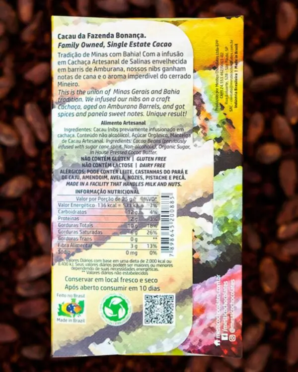 Chocolate Cachaça e Amburana 72% - Mestiço - 60g -1 Chocolate Cachaça e Amburana 72% - Mestiço - 60g -1