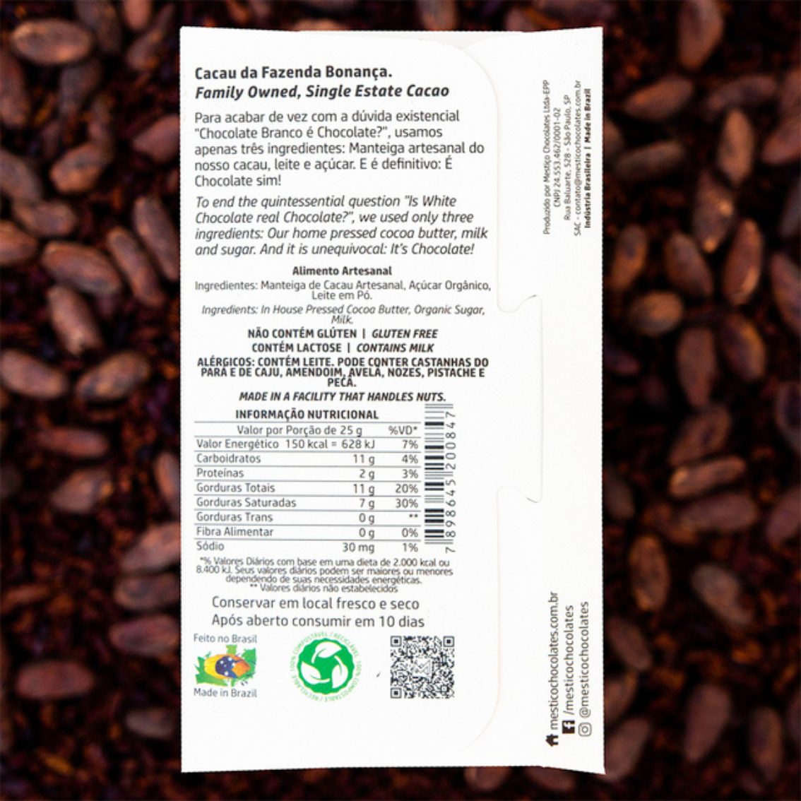 Chocolate Branco 35% - Mestiço - 60g