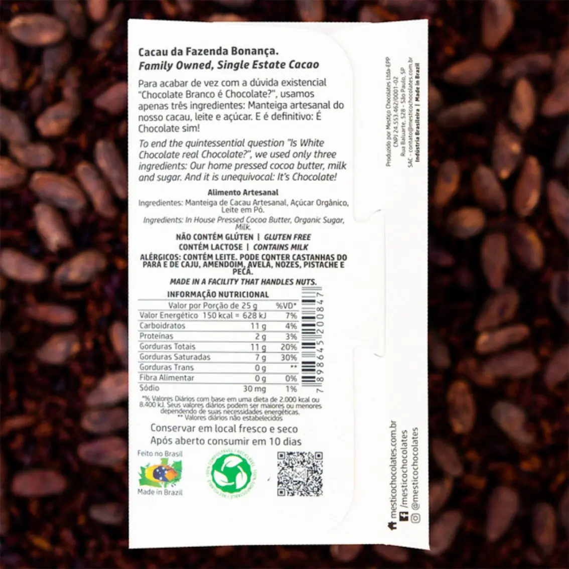 Chocolate Branco 35% - Mestiço - 60g