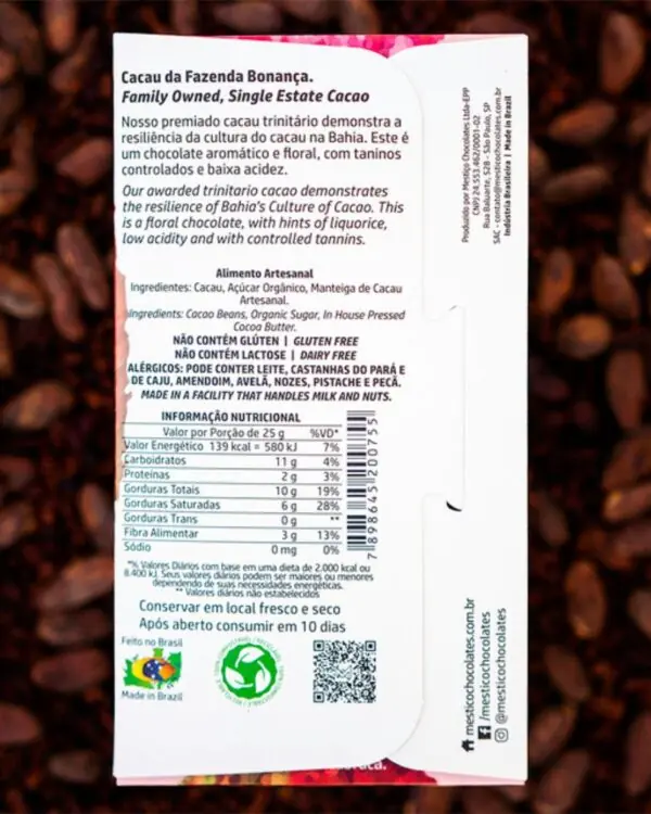 Chocolate Trinitário Intenso 75% - Mestiço - 60g -1