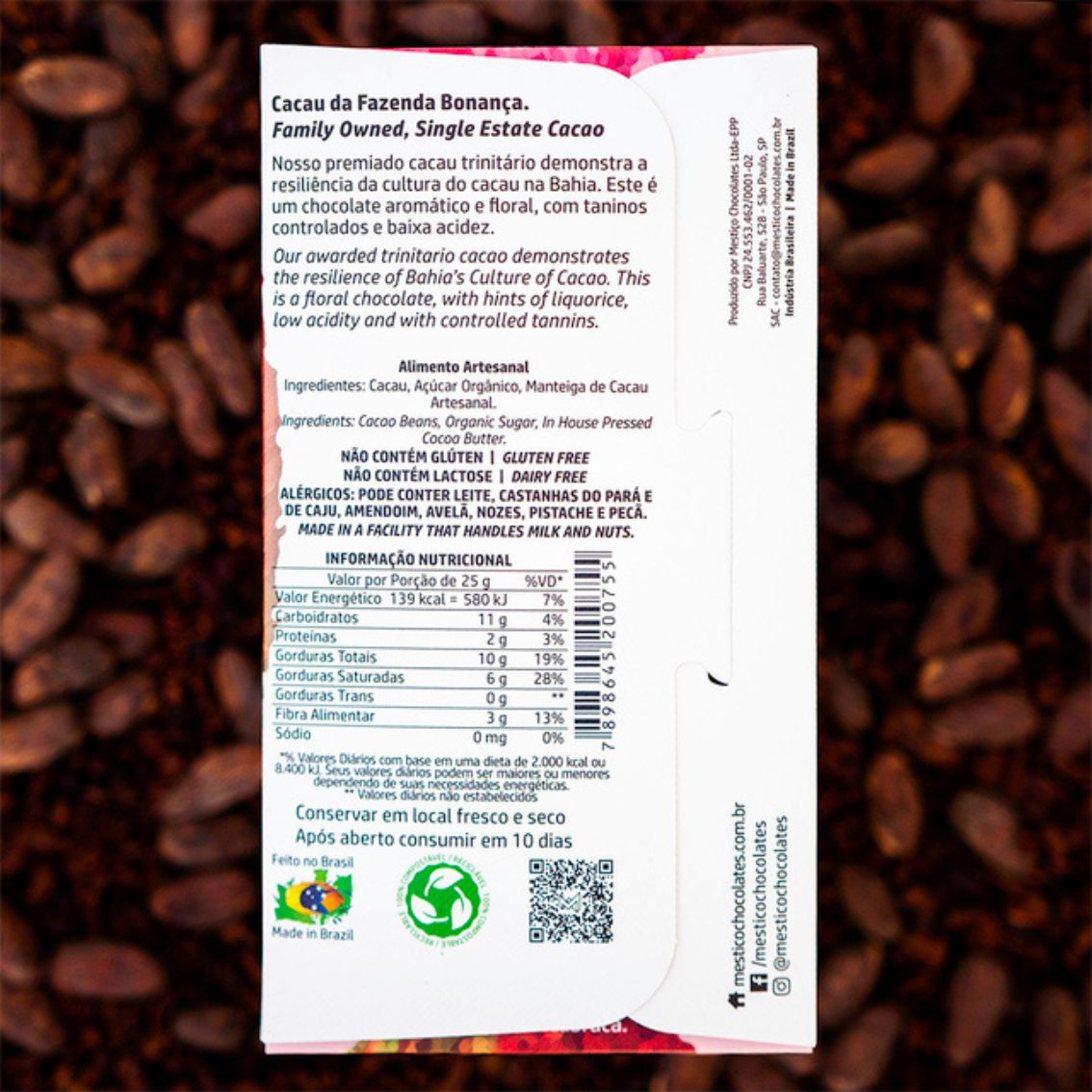Chocolate Trinitário Intenso 75% - Mestiço - 60g