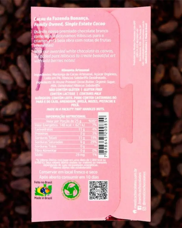 Chocolate Branco com Hibiscus 35% - Mestiço - 60g Chocolate Branco com Hibiscus 35% - Mestiço - 60g