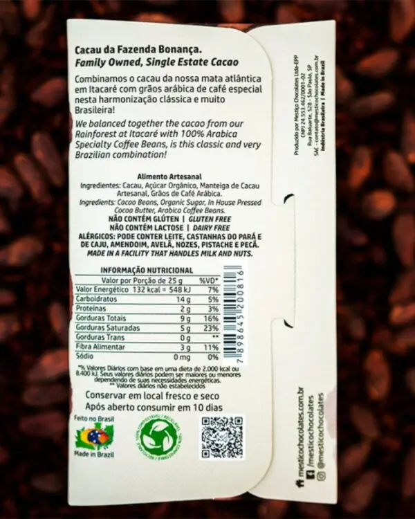 Chocolate de Café Intenso 62% - Mestiço - 60g -1