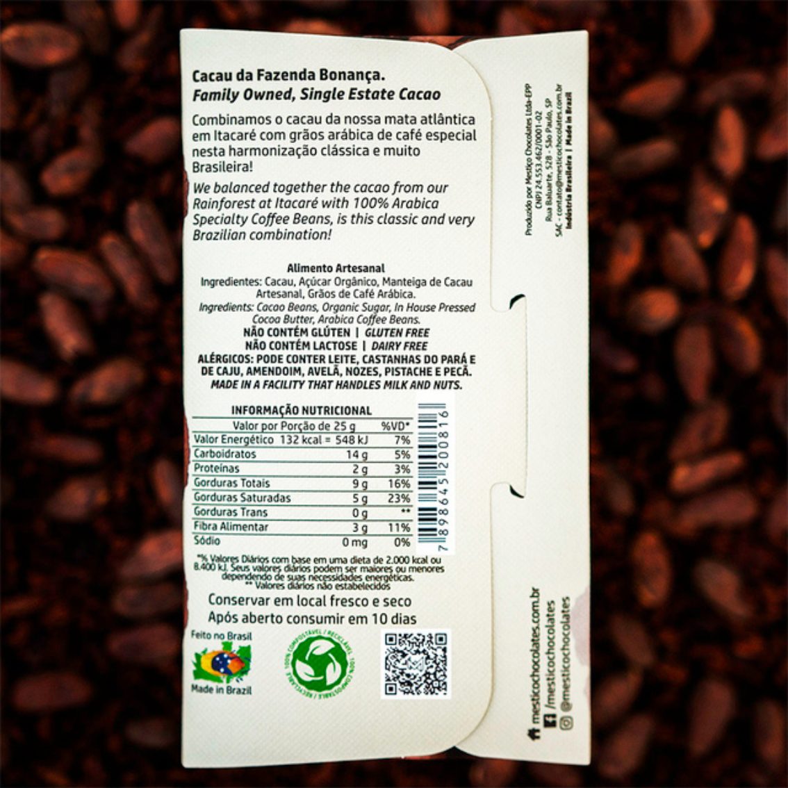 Chocolate de Café Intenso 62% - Mestiço - 60g -1