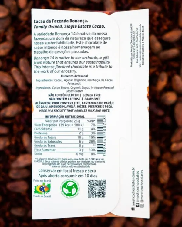 Chocolate Bonança Intenso 75% - Mestiço - 60g -1