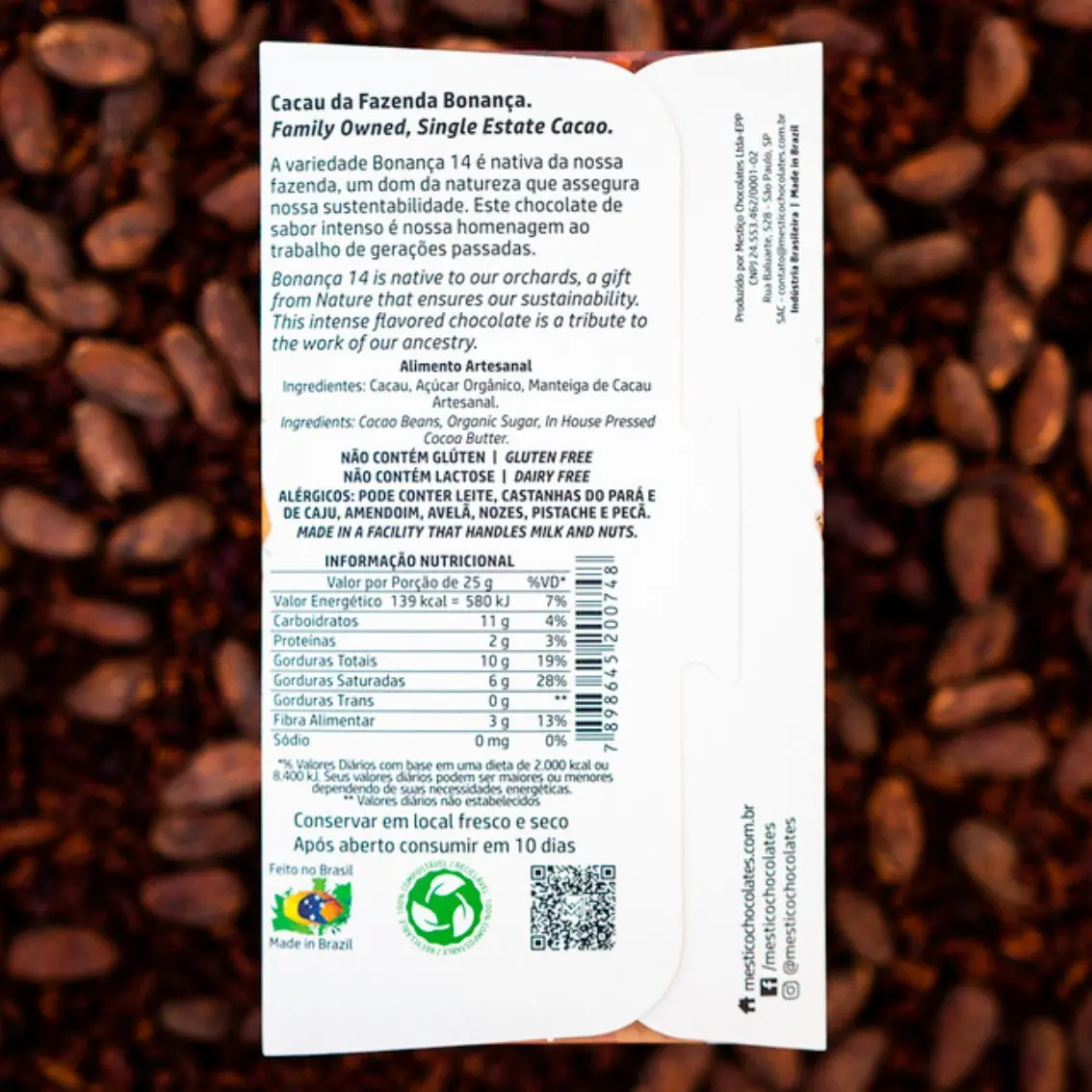 Chocolate Bonança Intenso 75% - Mestiço - 60g