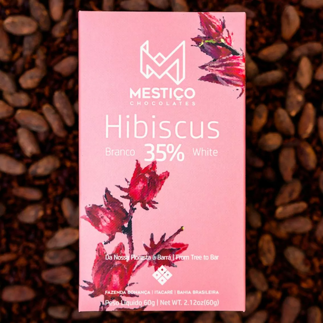 Chocolate Branco com Hibiscus 35% – Mestiço – 60g