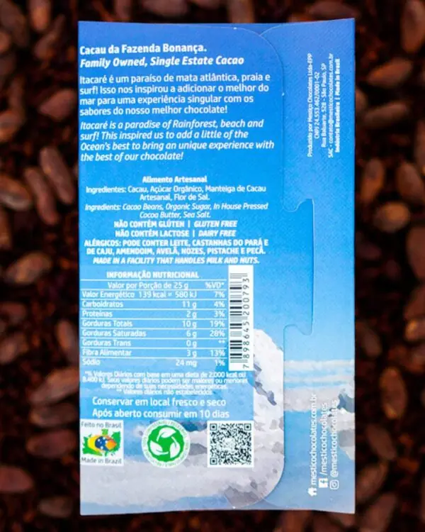Chocolate Flor de Sal Intenso 75% - Mestiço - 60g -1 Chocolate Flor de Sal Intenso 75% - Mestiço - 60g -1