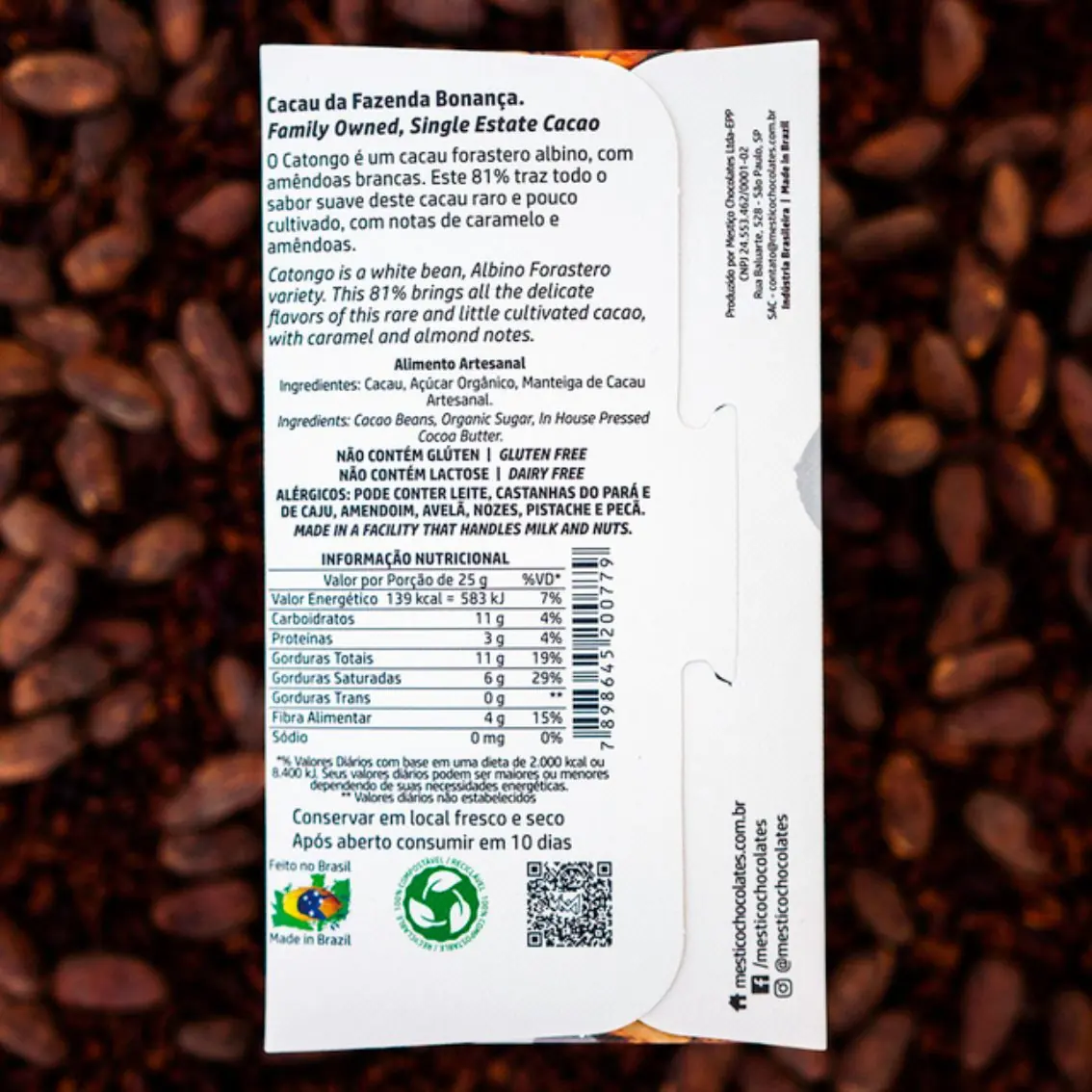 Chocolate Catongo Intenso 81% - Mestiço - 60g