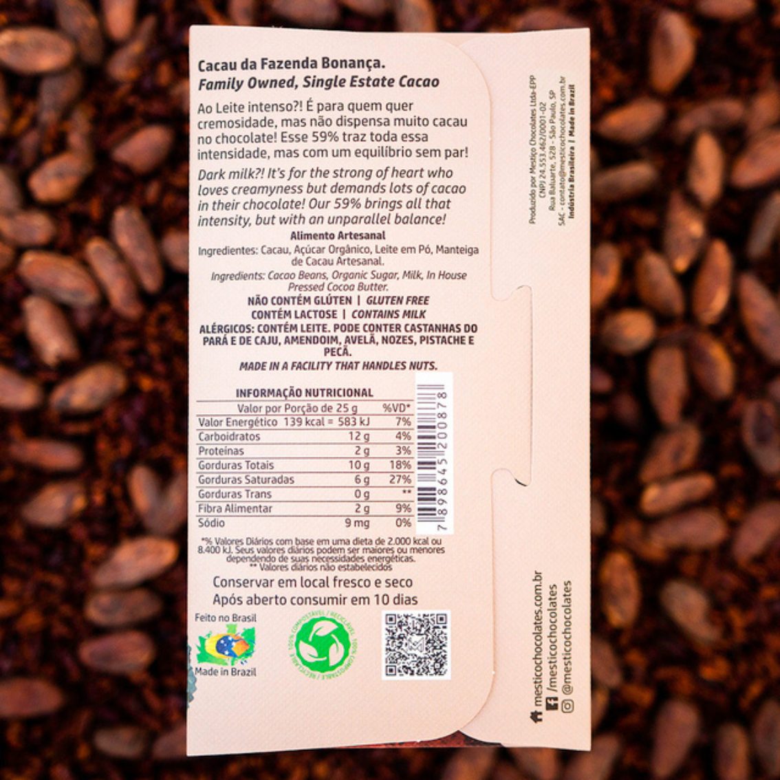 Chocolate ao Leite Intenso 59% - Mestiço - 60g