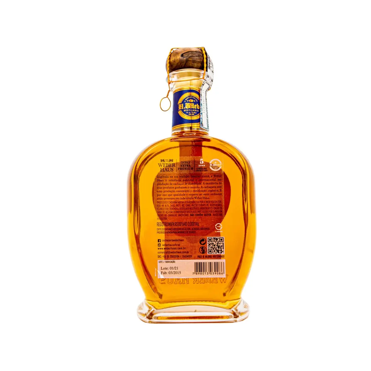 Cachaça Weber Haus Extra Premium 5 Anos Reserva Solera - 750ml