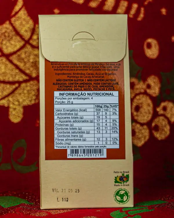 Drageado de Amêndoas com Chocolate 65% - Mestiço Chocolates - 100g Drageado de Amêndoas com Chocolate 65% - Mestiço Chocolates - 100g