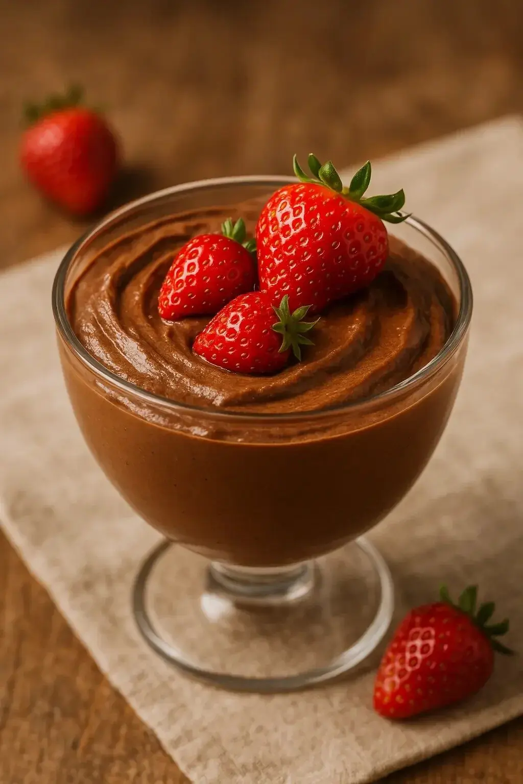 10. Mousse de chocolate com morangos