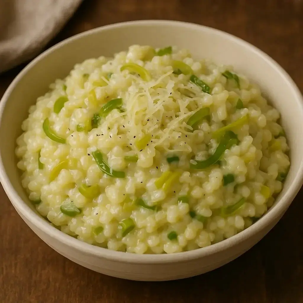 8. Arroz cremoso com alho-poró e parmesão