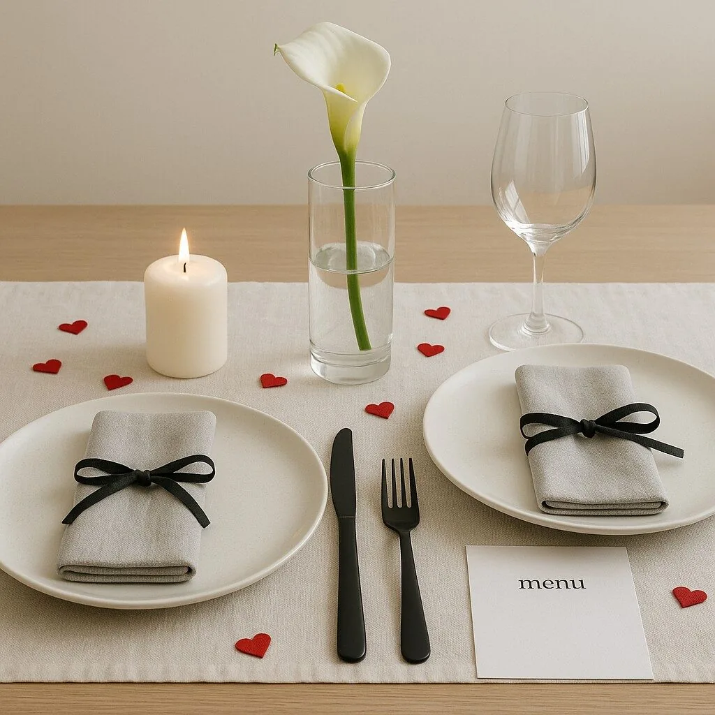 10 ideias de como montar mesa posta para o dia dos namorados - 3 2. Decoração de mesa posta Minimalista com toque moderno