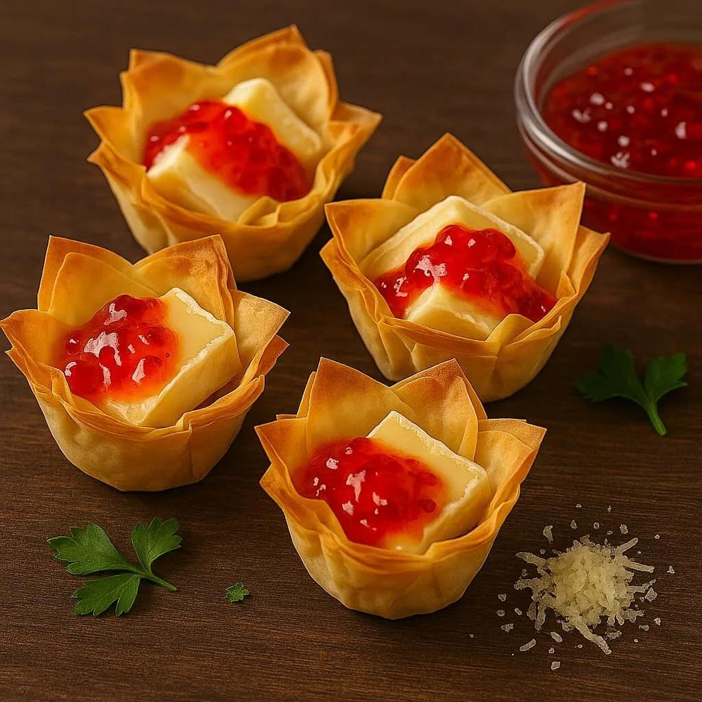 50 Receitas de Petiscos de Boteco para Todas as Ocasiões - 14 Cestinhas de massa filo com queijo brie e geleia de pimenta