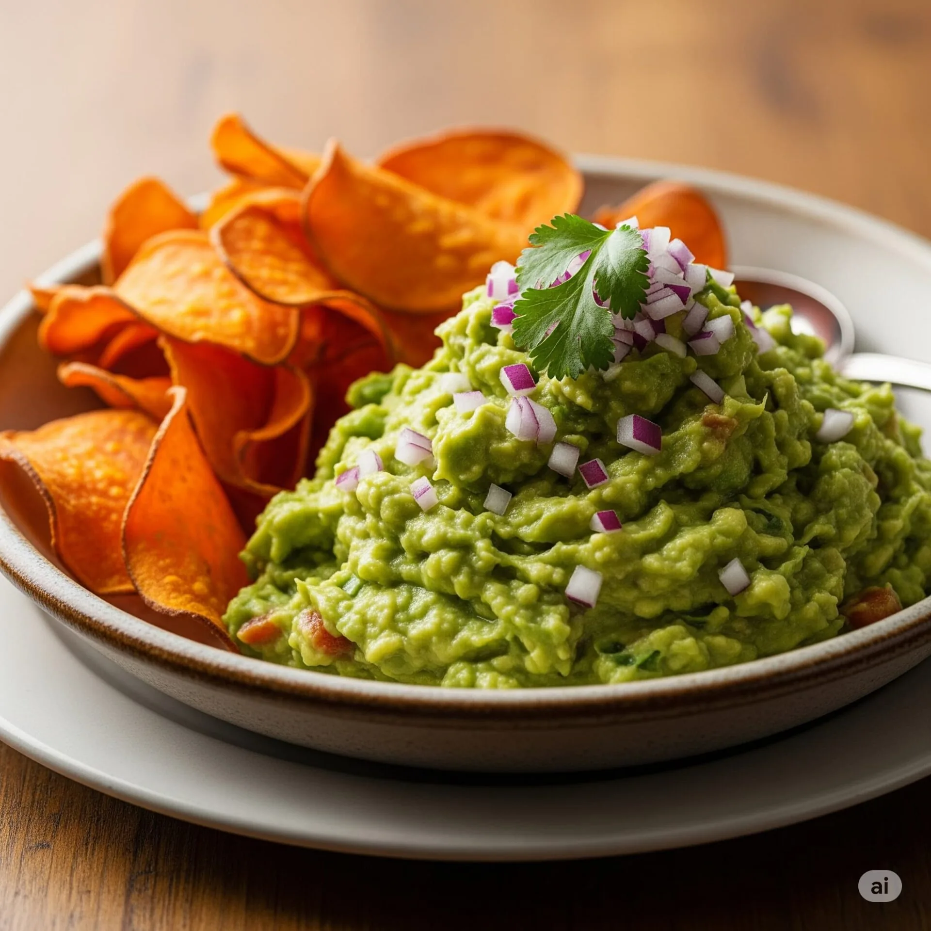 50 Receitas de Petiscos de Boteco para Todas as Ocasiões - 26 Guacamole com Chips de Batata Doce