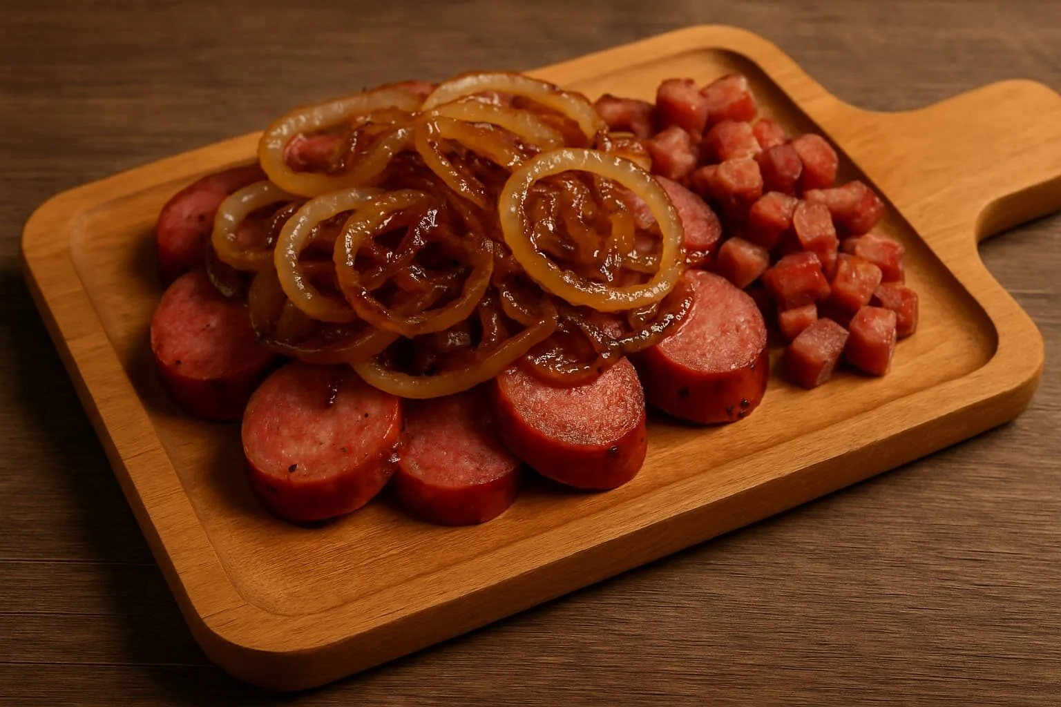 50 Receitas de Petiscos de Boteco para Todas as Ocasiões - 15 Linguiça artesanal ao forno com bacon e cebola caramelizada