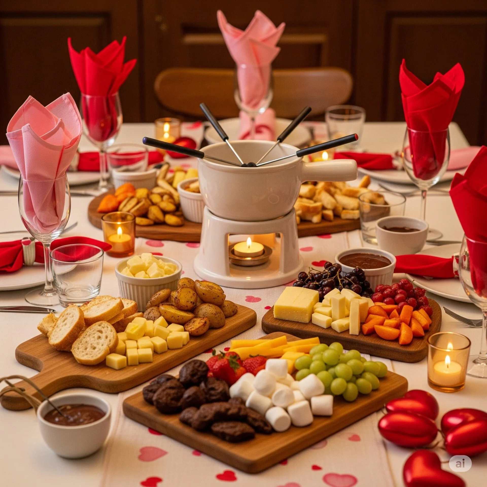 10 ideias de como montar mesa posta para o dia dos namorados - 10 Mesa Posta temática com fondue