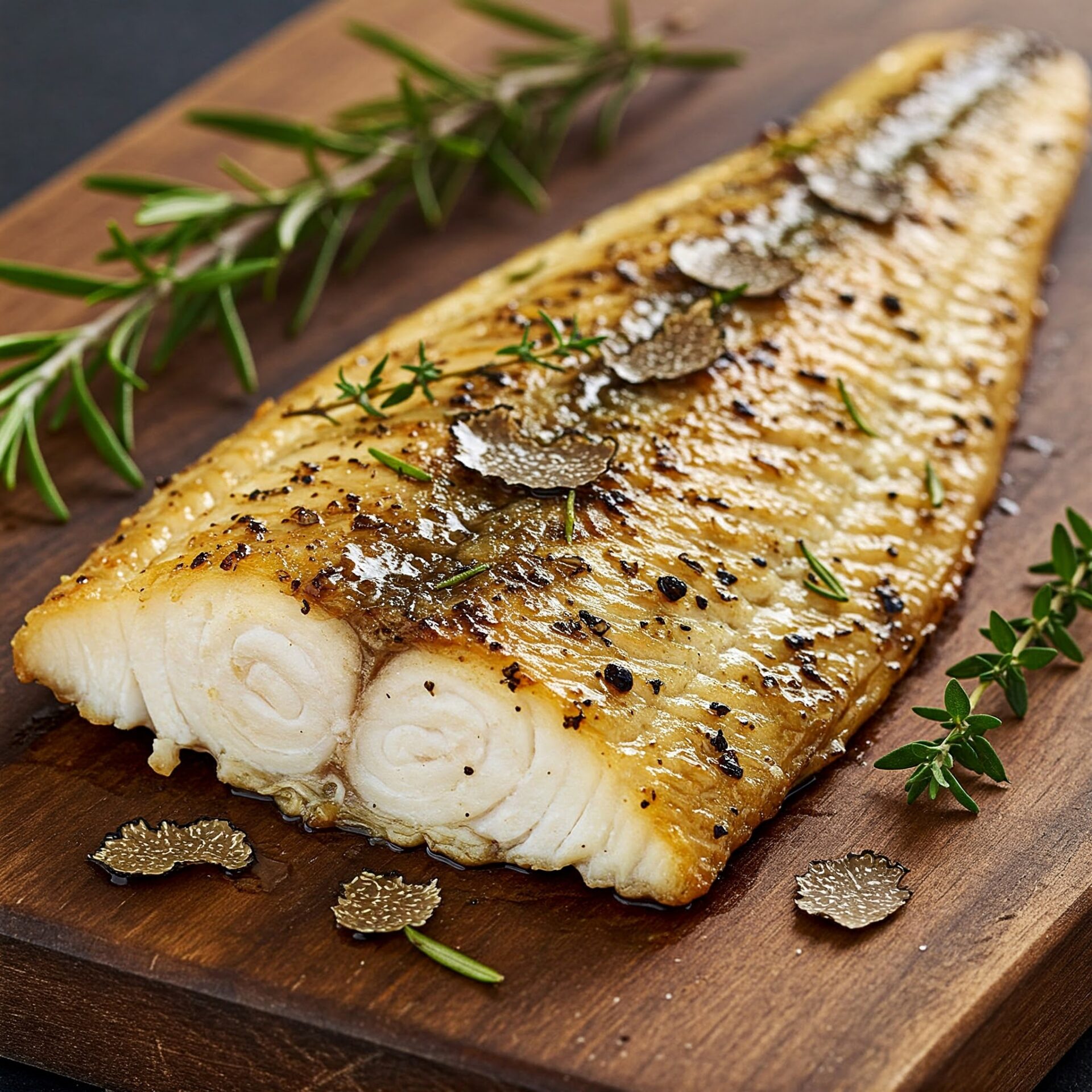 Peixe Assado com Azeite Trufado e Ervas