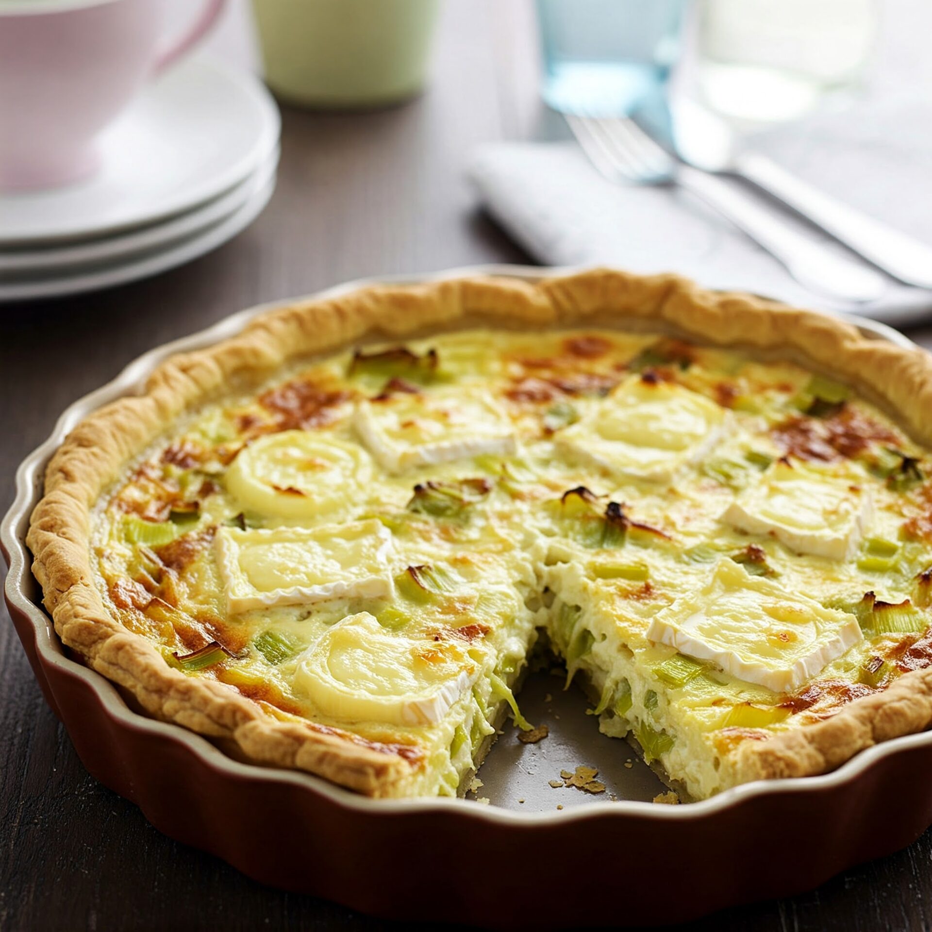 Quiche de Alho-Poró com Queijo Brie
