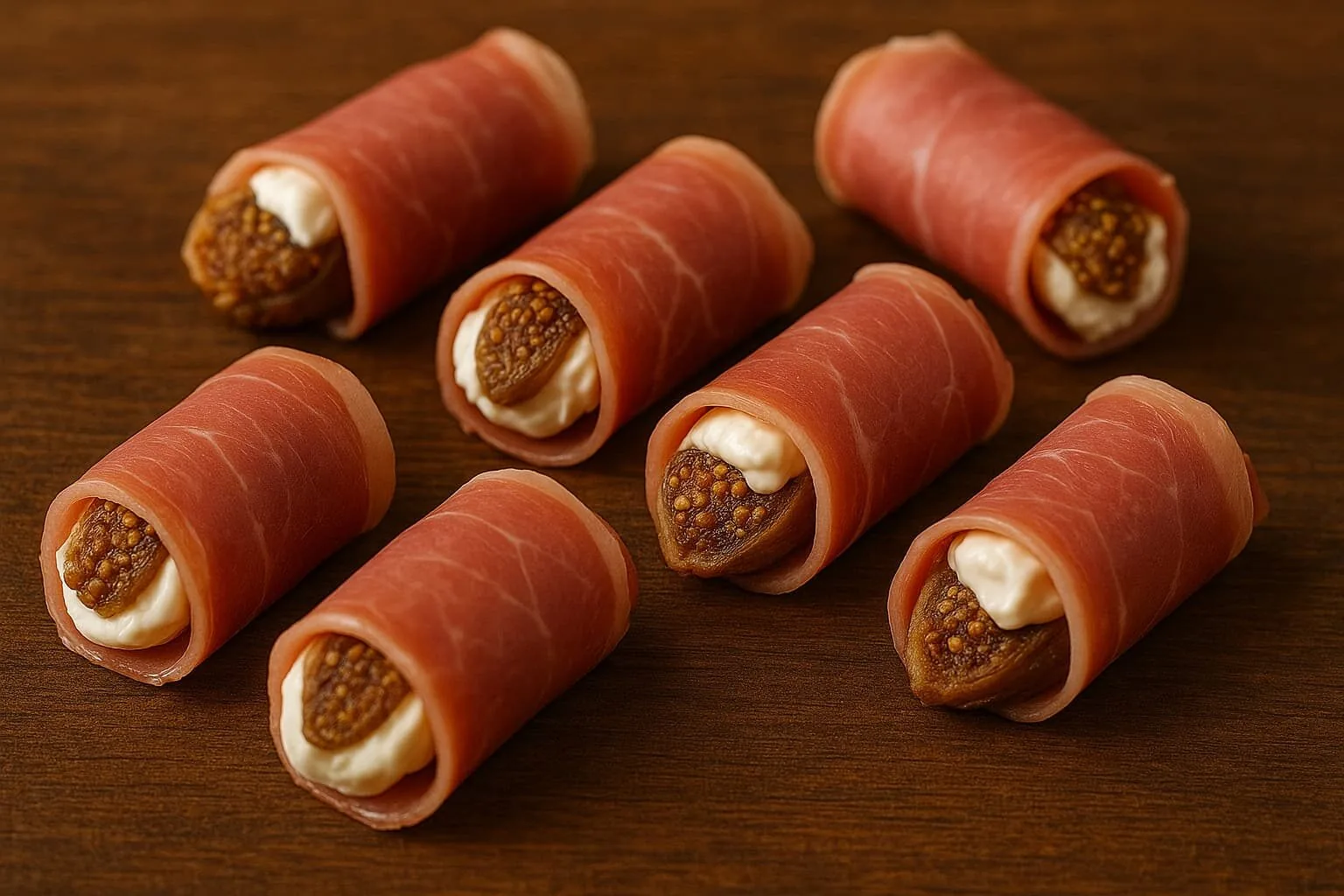 50 Receitas de Petiscos de Boteco para Todas as Ocasiões - 11 Rolinhos de presunto alemão com figo seco e cream cheese