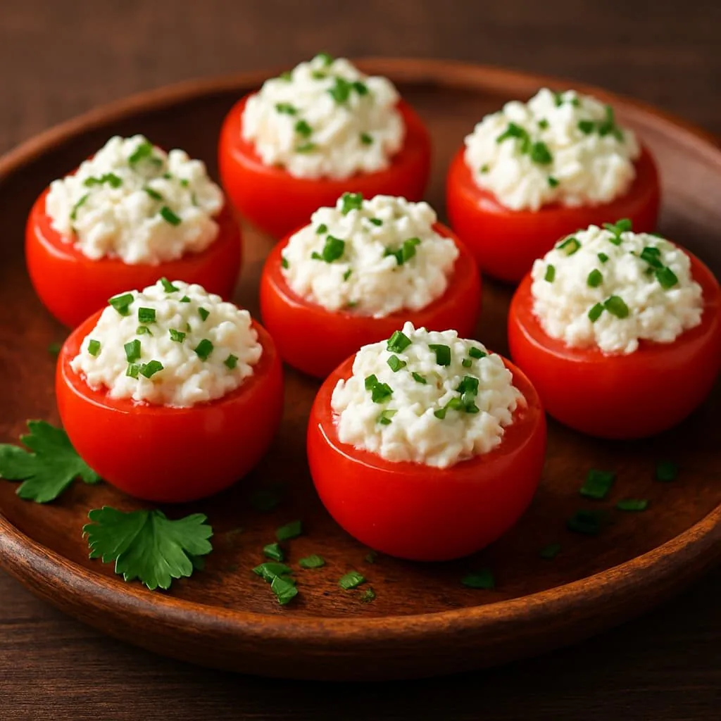 50 Receitas de Petiscos de Boteco para Todas as Ocasiões - 12 Tomatinhos recheados com ricota temperada