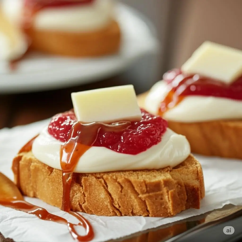 16 ideias de café da manhã romântico para surpreender - 8 Tostex de queijo meia cura com doce de leite