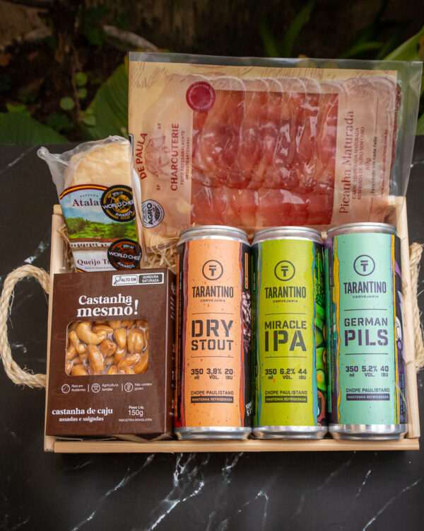 Cesta com Cervejas e Petiscos Artesanais - Dia Dos Pais (6 itens)