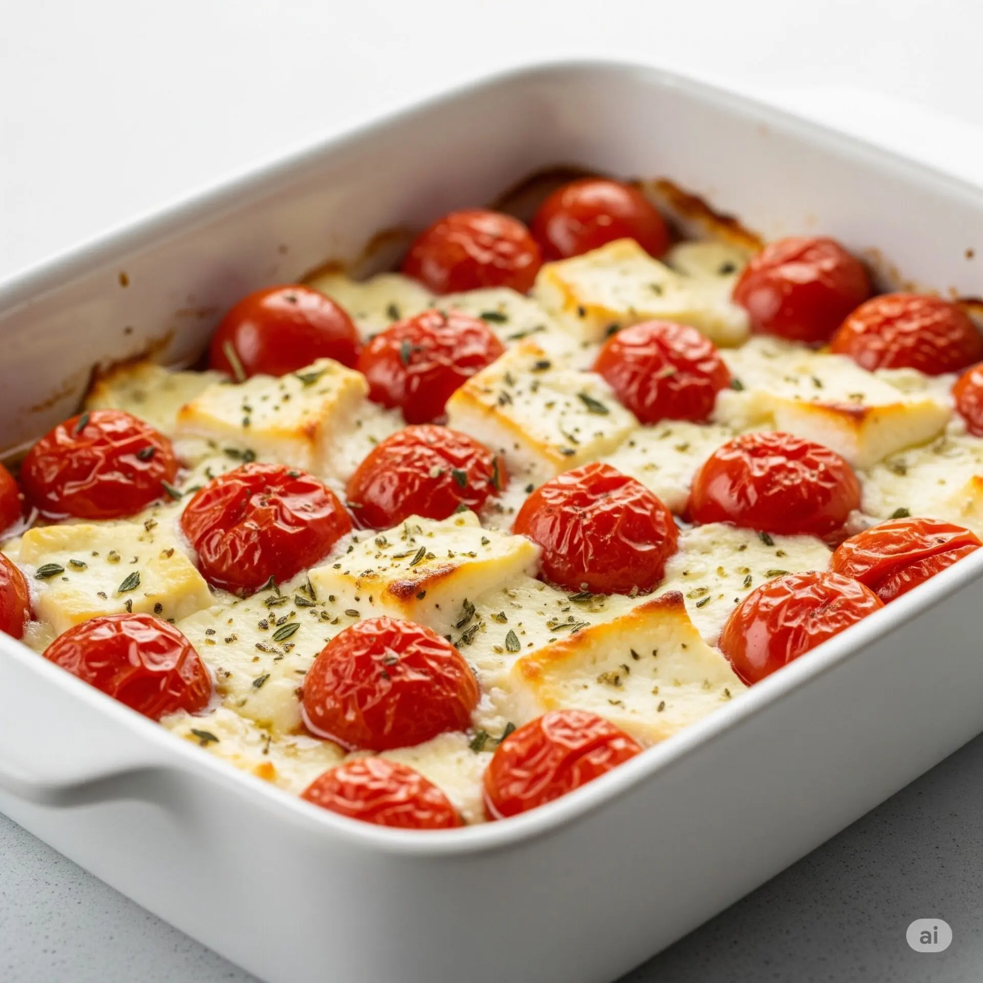 Macarrão Cremoso com Queijo Feta e Tomate Assado