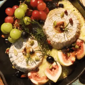 Queijo cremoso na fogueira