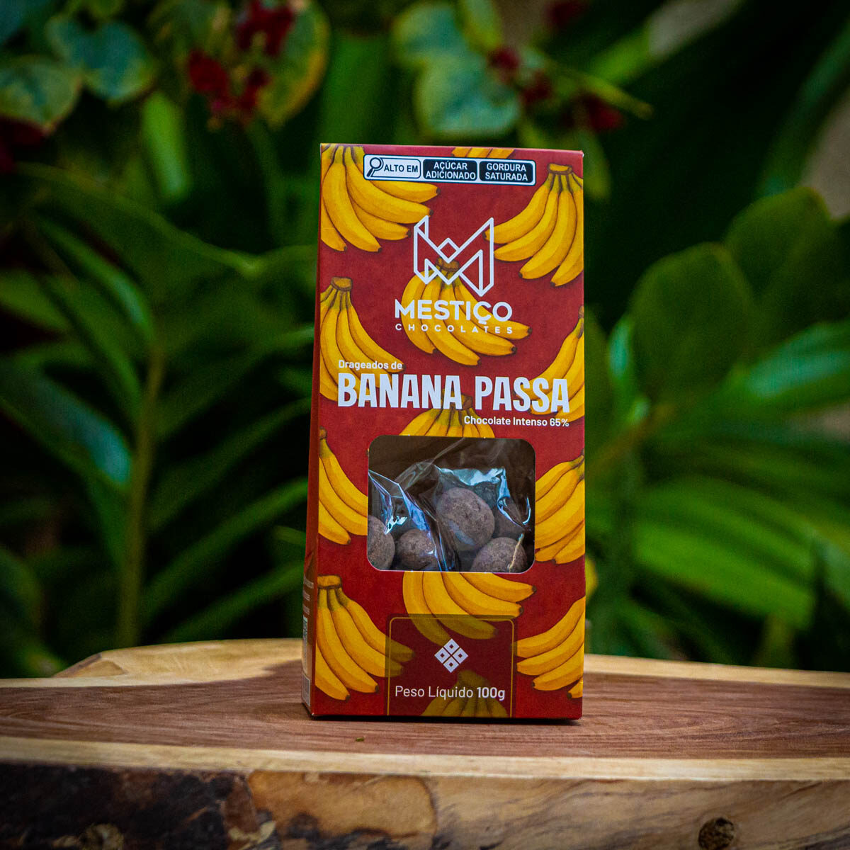 Drageado de Banana Passa com Chocolate 65%