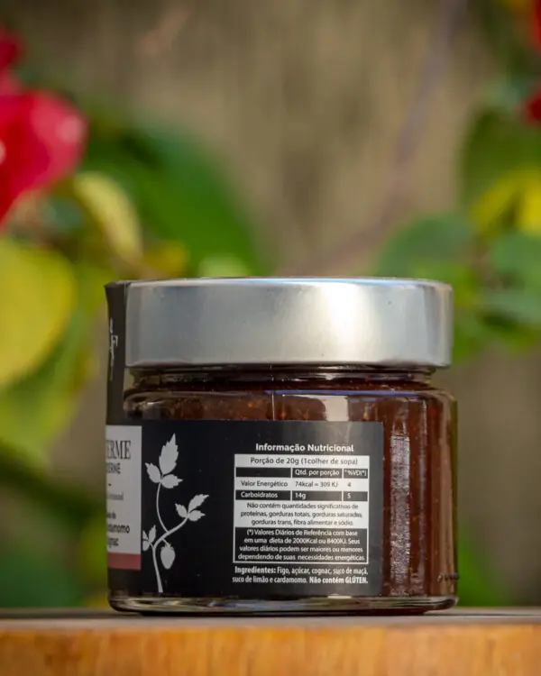 Tabela nutricional da Geleia de Figo La Ferme Moderne — sem glúten, ingredientes naturais