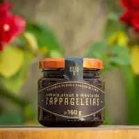 Geleia de Cebola com Cerveja Stout e Mostarda Zappa Geleias 160g tampa cobre artesanal