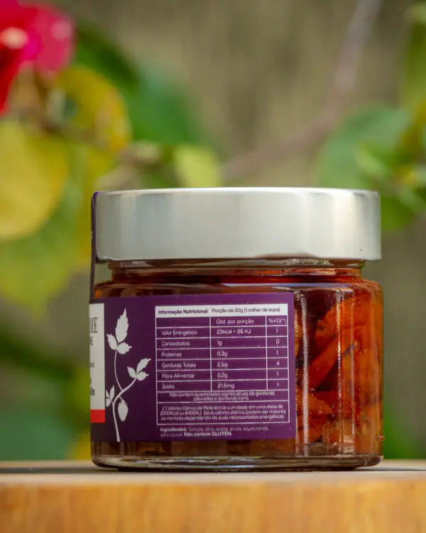Tabela nutricional do confit de tomate com azeite baixo sódio 23kcal sem glúten