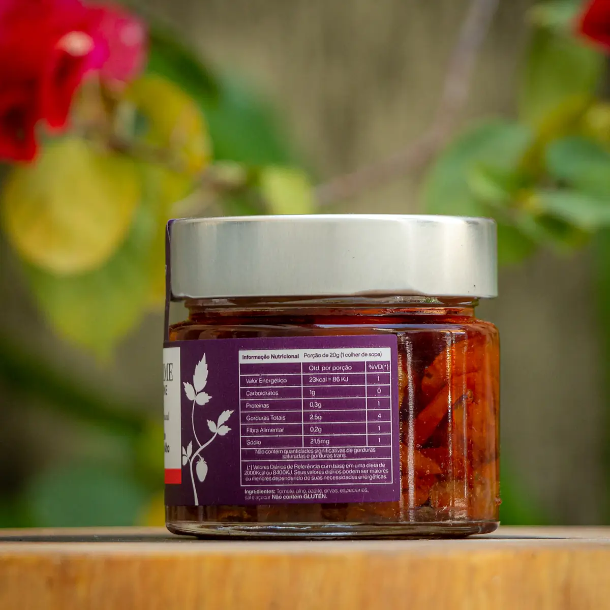 Tabela nutricional do confit de tomate com azeite baixo sódio 23kcal sem glúten