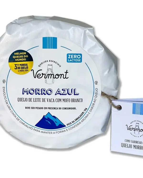 Queijo Morro Azul, queijo de mofo branco ultra cremoso escorrendo da Vermont.