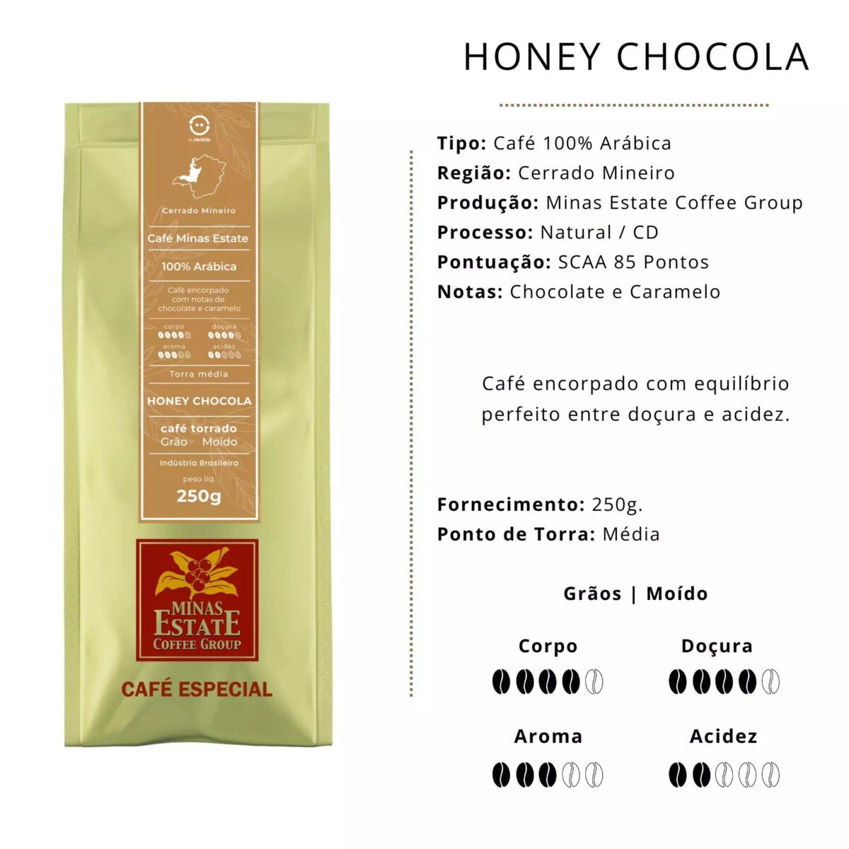 Café Especial Honey Chocola - Minas Estate - 250g