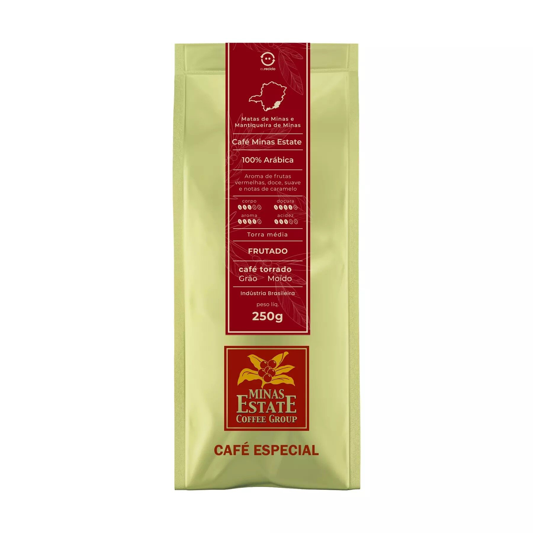 Pacote Café Especial Frutado Minas Estate 100% Arábica torra média 250g Matas de Minas