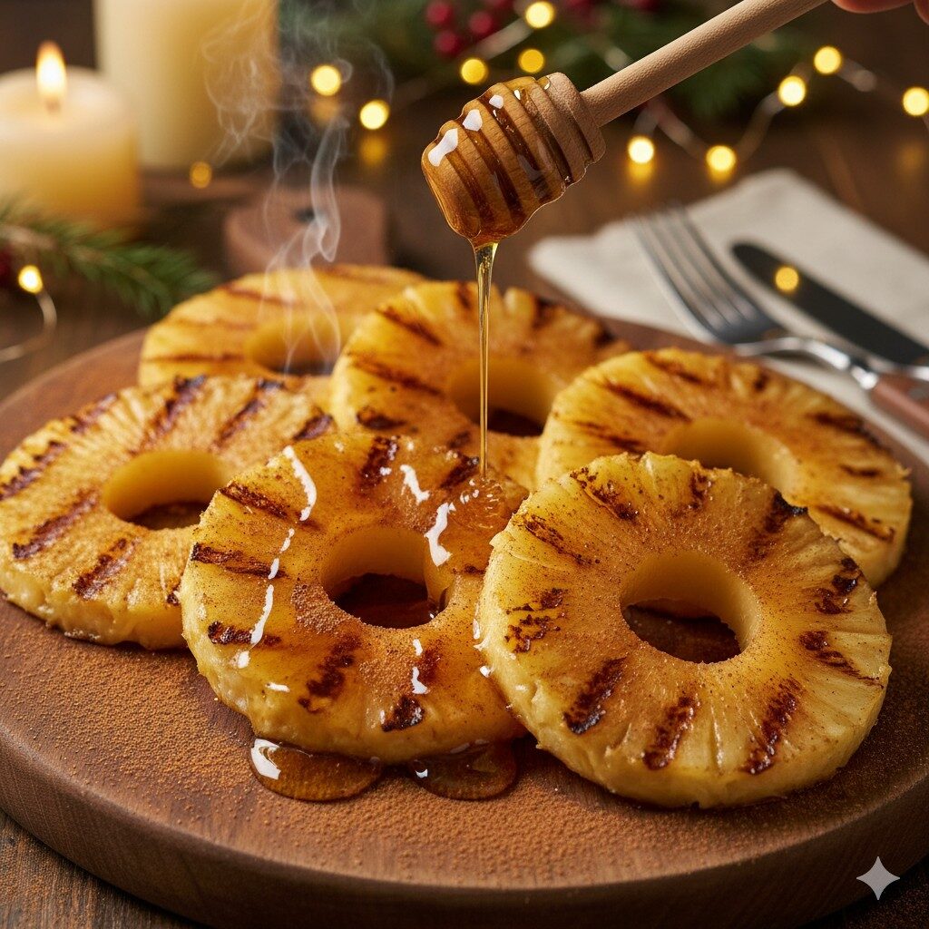 Abacaxi grelhado com canela e mel