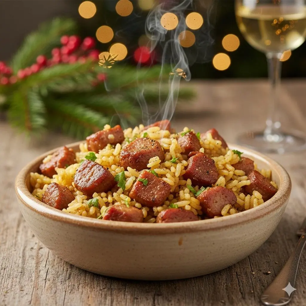 Arroz para ceia de natal: 10 receitas fáceis e deliciosas - 13 Arroz com copa lombo e salsinha