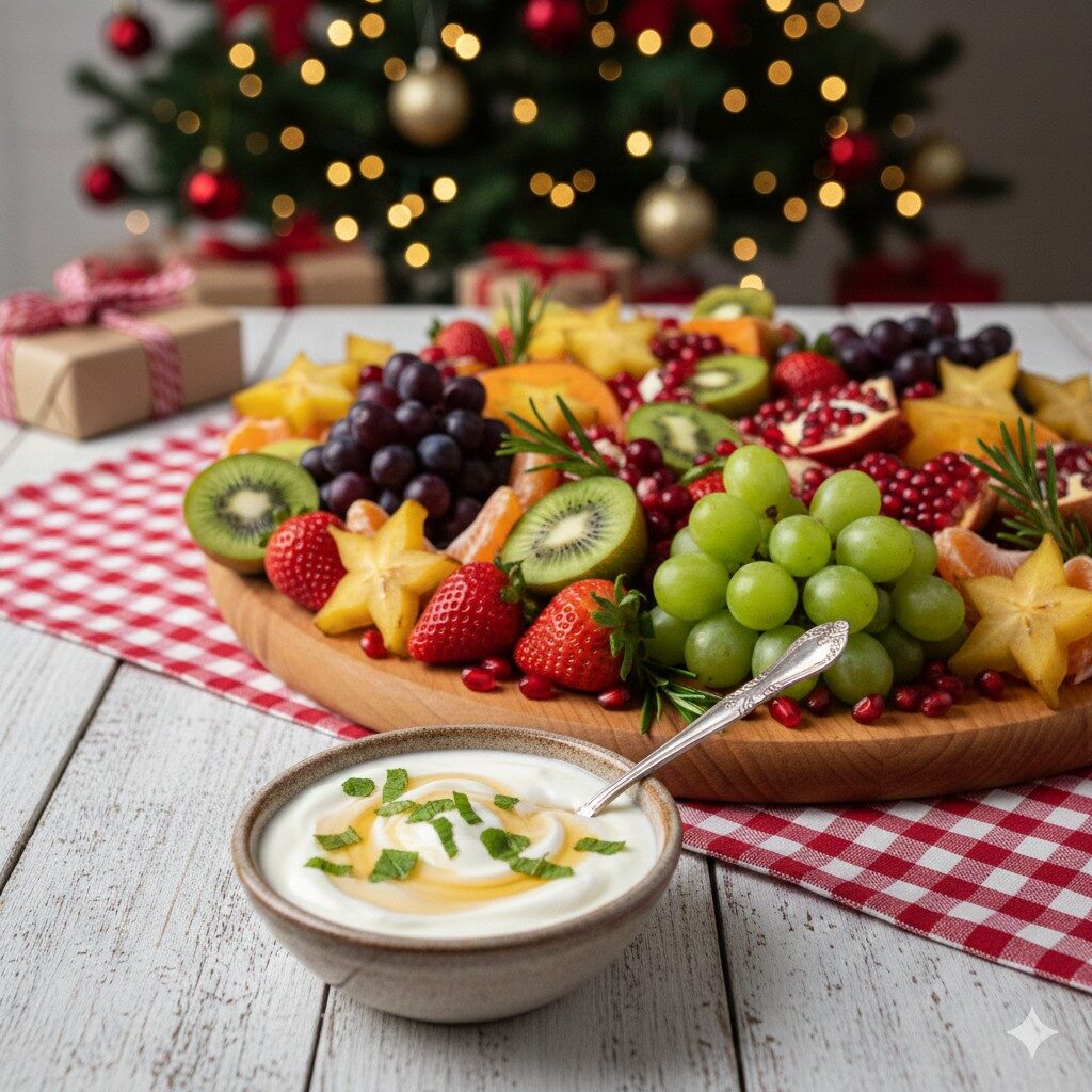 Dip de iogurte com mel e hortelã