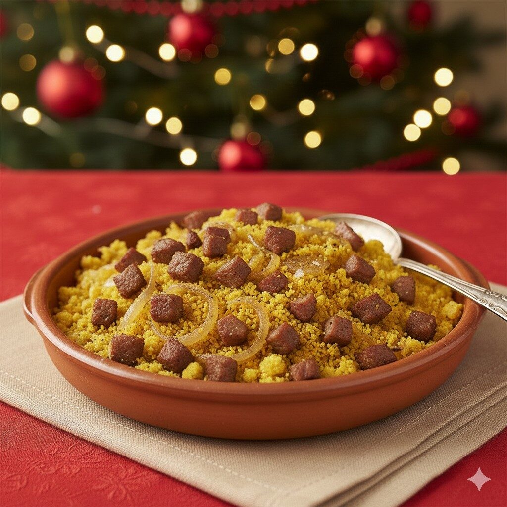 Farofa de manteiga dourada com copa lombo