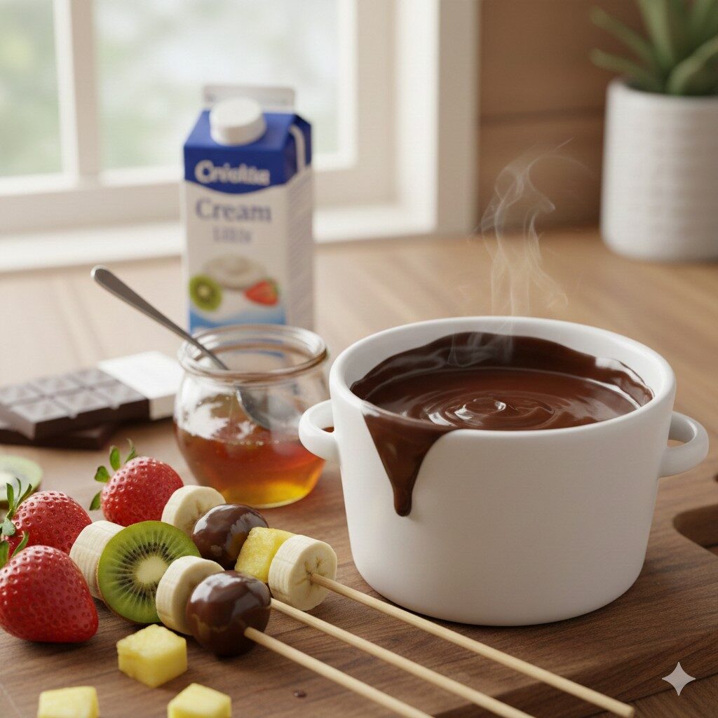 Fondue leve de chocolate meio amargo