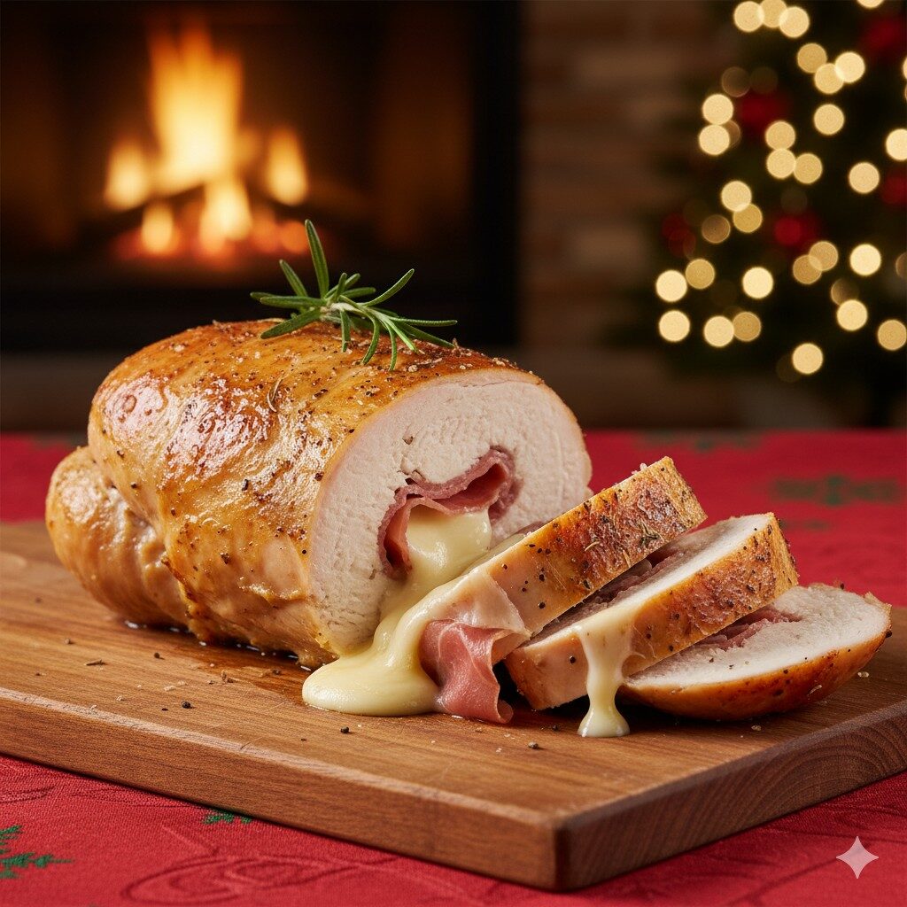 Frango recheado com queijo brie e presunto cru