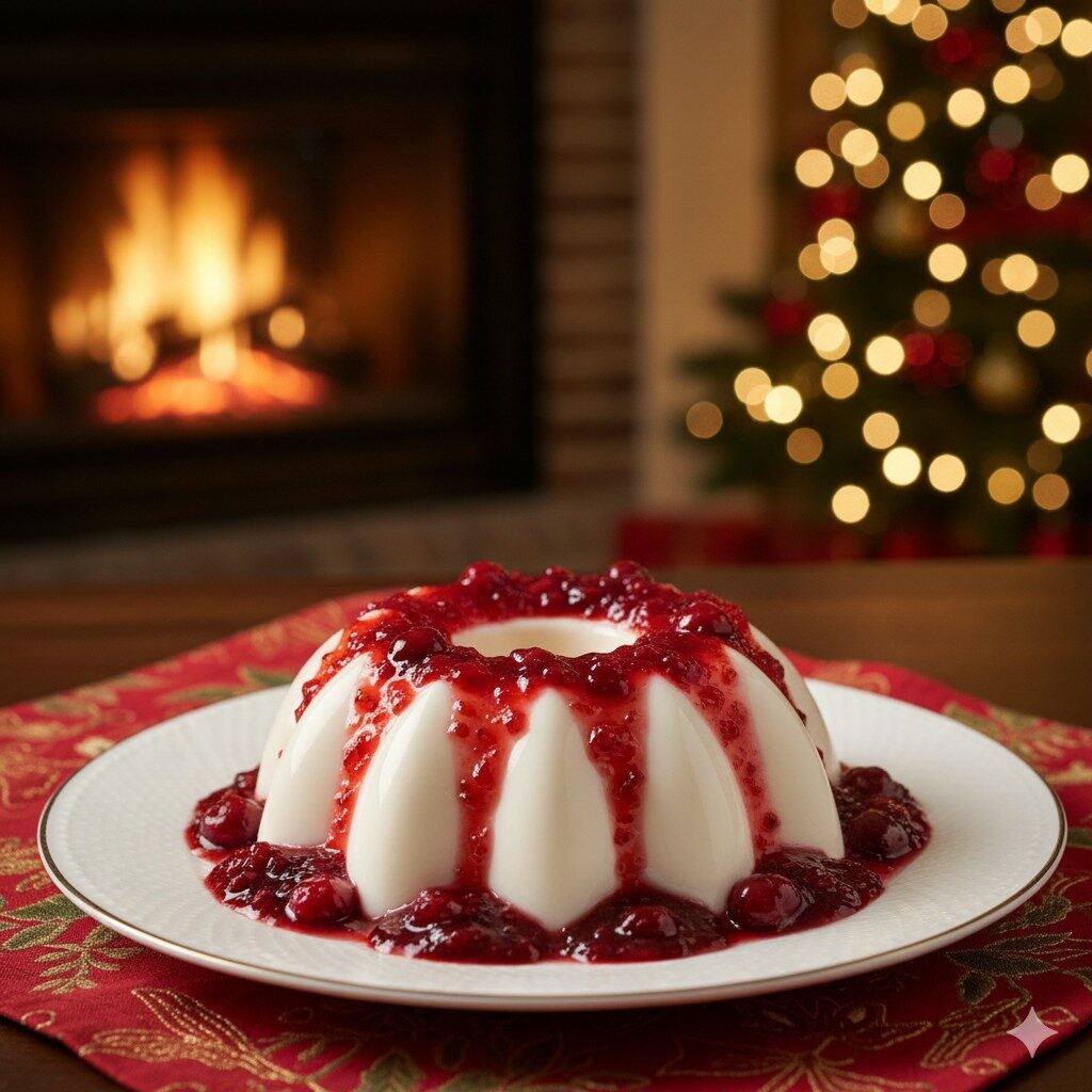 Manjar branco com calda de geleia artesanal